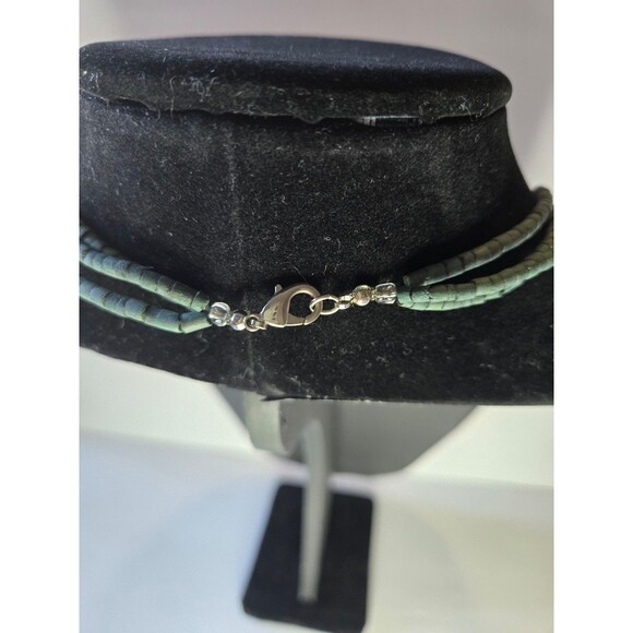 Multistrand Large Pearl Style Pendant on Blue Beaded Women's Necklace - Picture 3 of 5